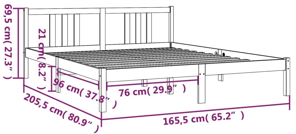 Estrutura de cama 160x200 cm madeira maciça preto