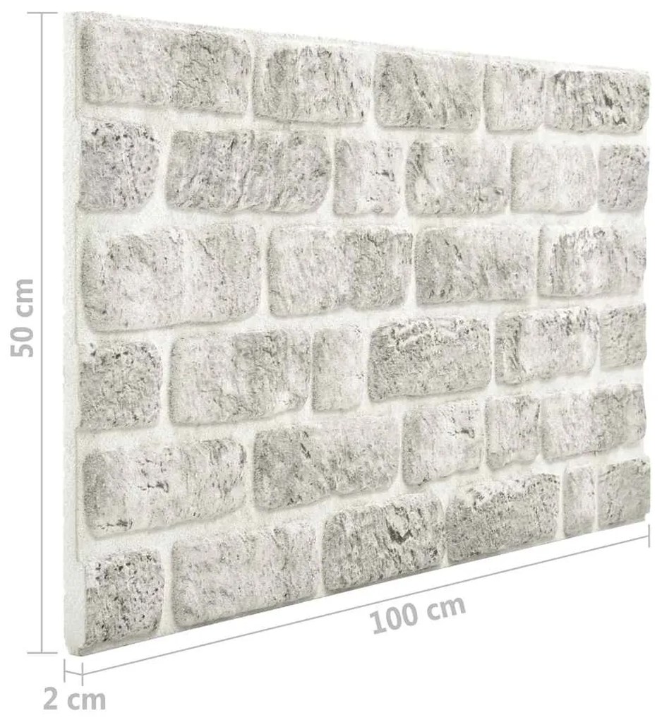 Painéis de parede 3D design tijolos cinzentos-claros 10 pcs EPS
