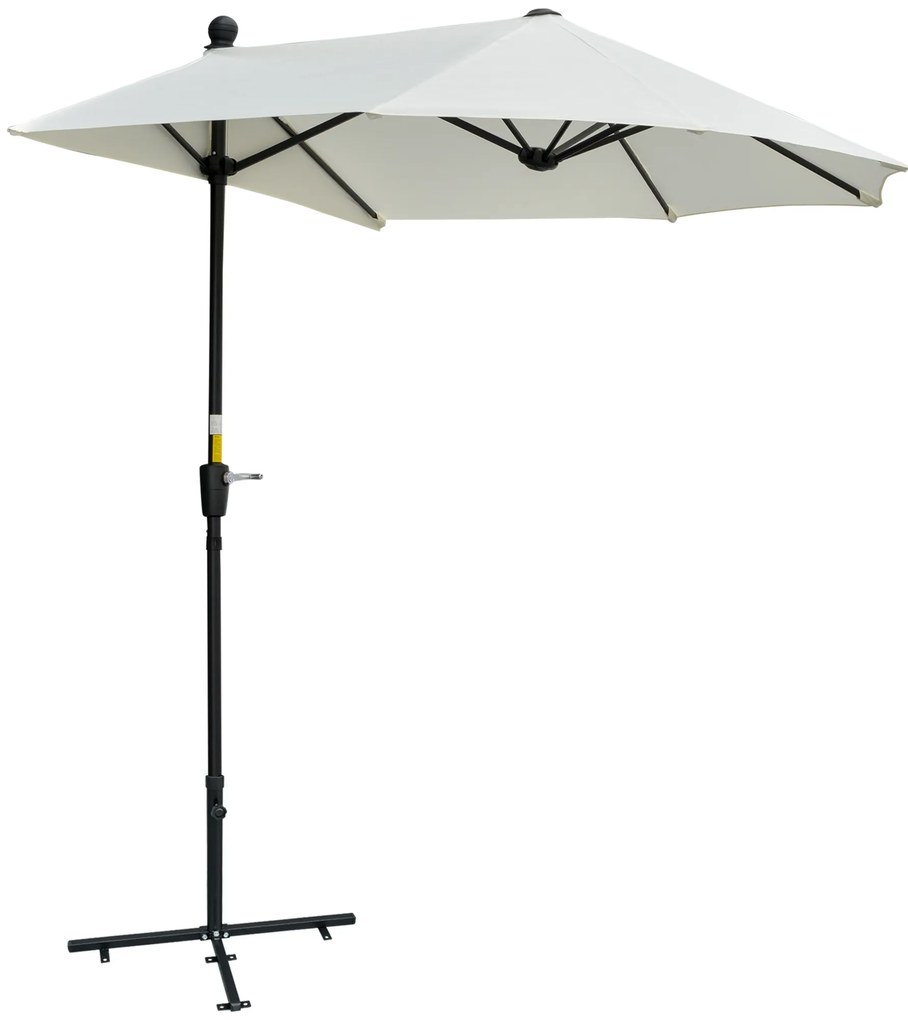 Outsunny Chapéu de Sol de Parede 190x200x240cm Chapéu de Sol de Jardim com Manivela Mastro de Aço Base Cruzada e Proteção Solar para Terraço Balcão Creme