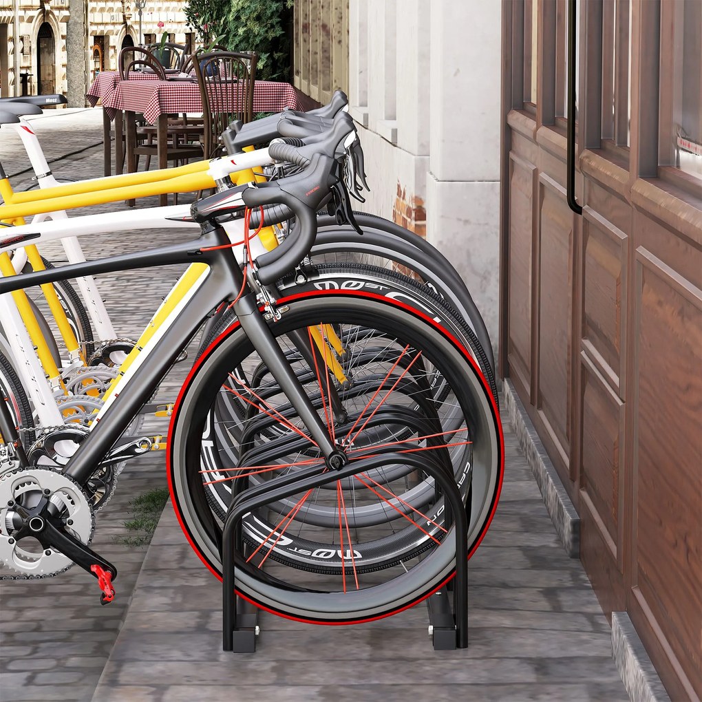 Suporte de armazenamento para bicicletas com pneus de 65 mm,145 x 33 x 27 cm, aço preto