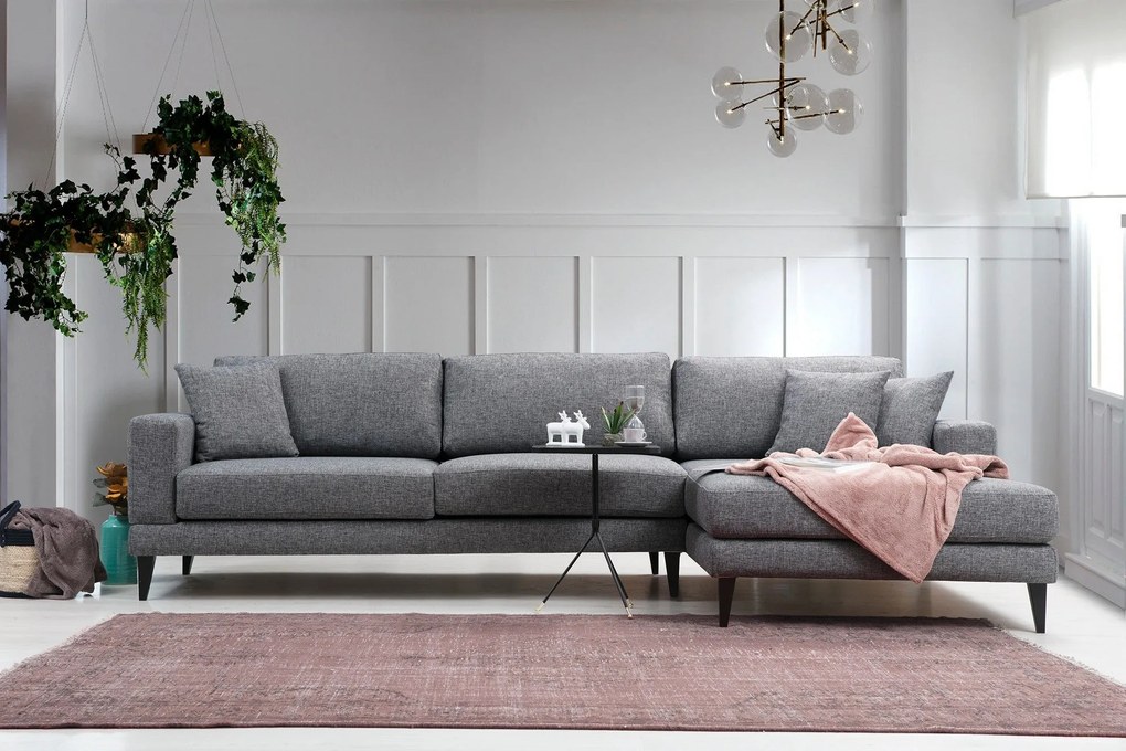 Sofá-Cama de Canto Nordic – Cinzento Escuro – 303 cm x 160 cm