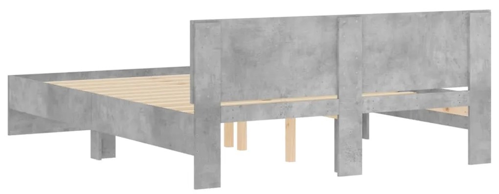 Estrutura de cama com cabeceira 140x200 cm cinzento cimento