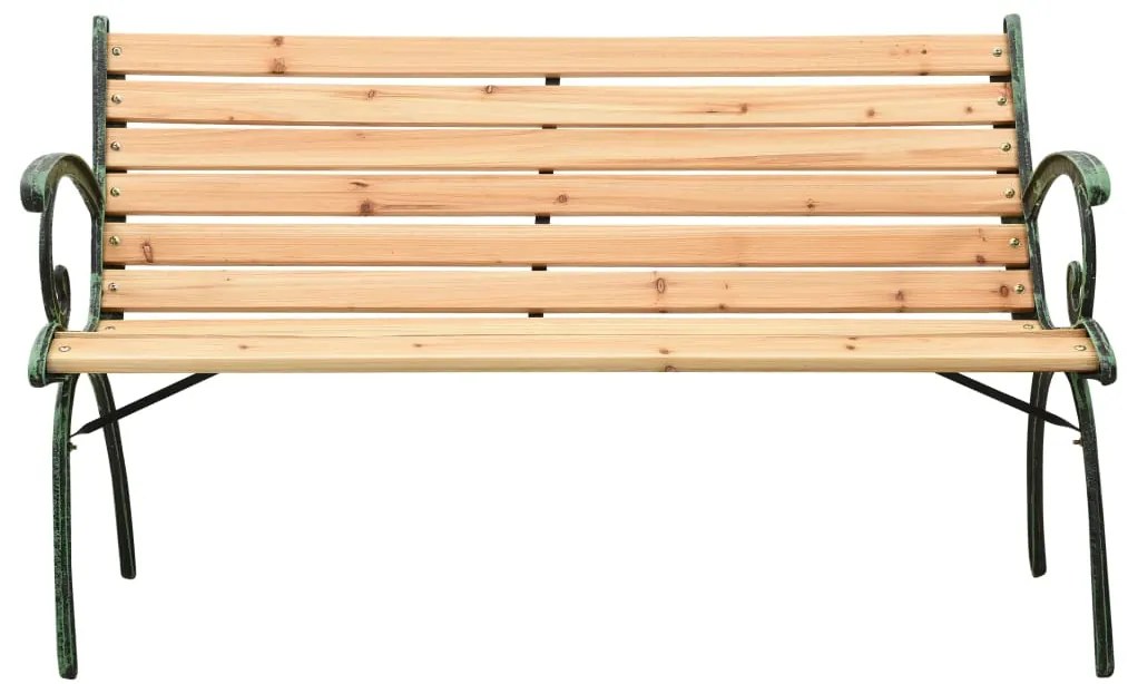 Banco de jardim 116 cm ferro fundido e madeira de abeto maciça