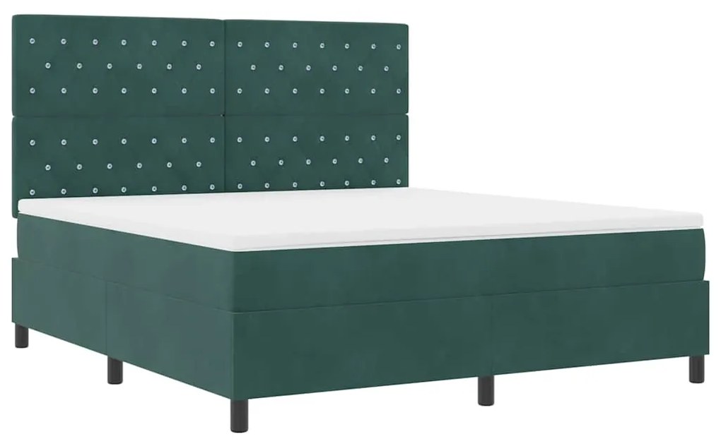 Cama Box Spring vidaXL com Colchão &amp; LED Verde Escuro 180x200 cm Velud