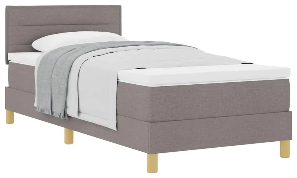 Cama Box Spring com Colchão Taupe 80x200 cm Tecido