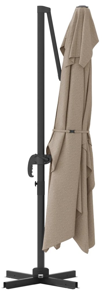 Guarda-sol de Braço Articulado Taupe Poliéster Grande Dobrável