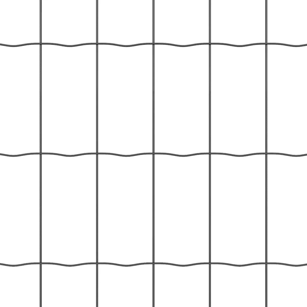 Cerca Euro com 7 postes pontudos, 1,6 x 10 m, em aço galvanizado cinza