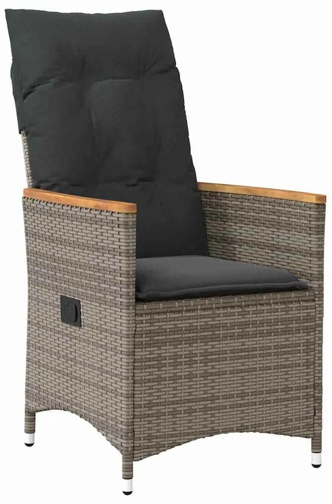 Conjunto de jantar de jardim com 7 peças e almofadas em rattan cinza.