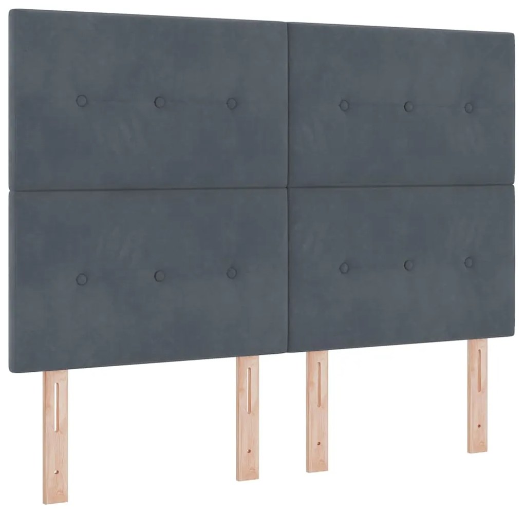Cama Box Spring com Colchão e Banco Cinza Escuro 160x200 cm Veludo