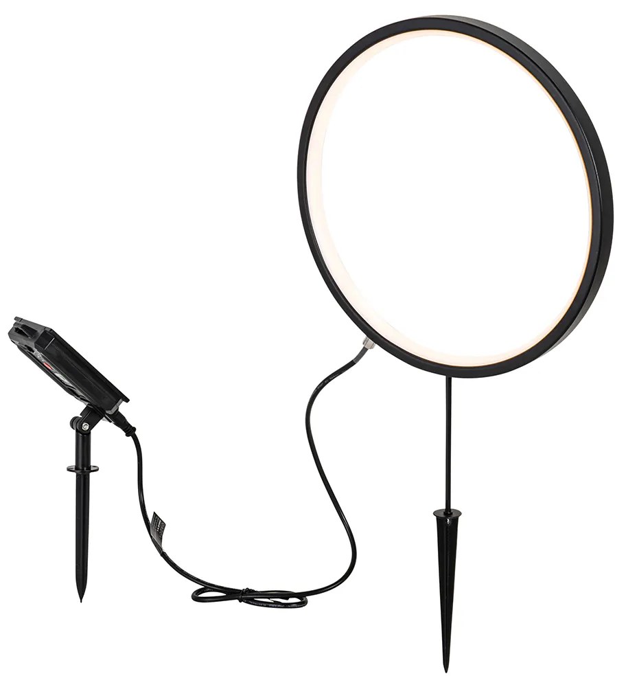 Candeeiro de jardim preto 60 cm com LED recarregável e solar IP65 - Adalind