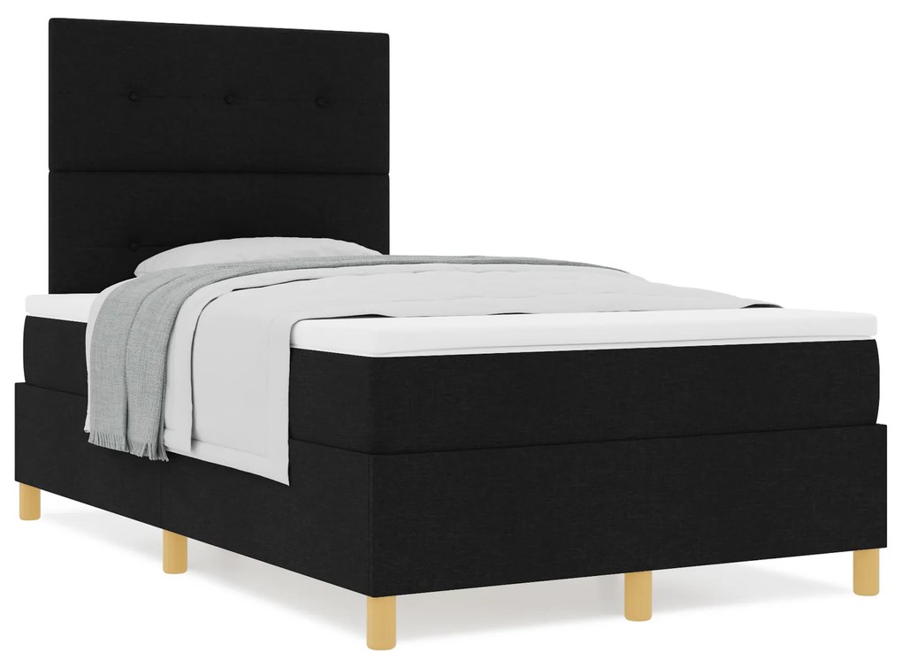 Cama Box Spring com Colchão Preto 120x200 cm Tecido