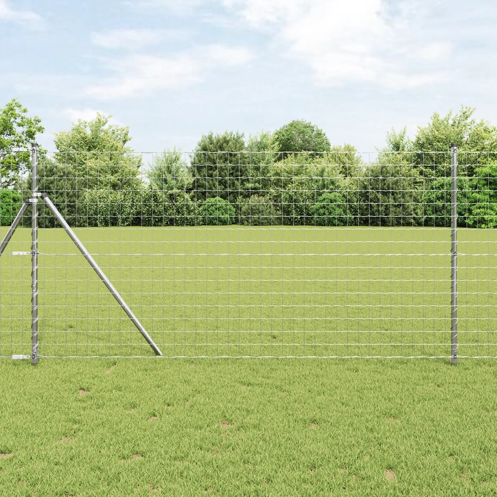 Cerca Europeia com 7 Postes 1x10 m Aço Galvanizado