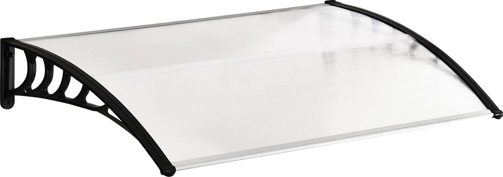 Marquise de Proteção para Portas e Janelas Contra Sol e Chuva Telhado de Proteção com Desenho Moderno 150x90x25 cm Transparente e Preto