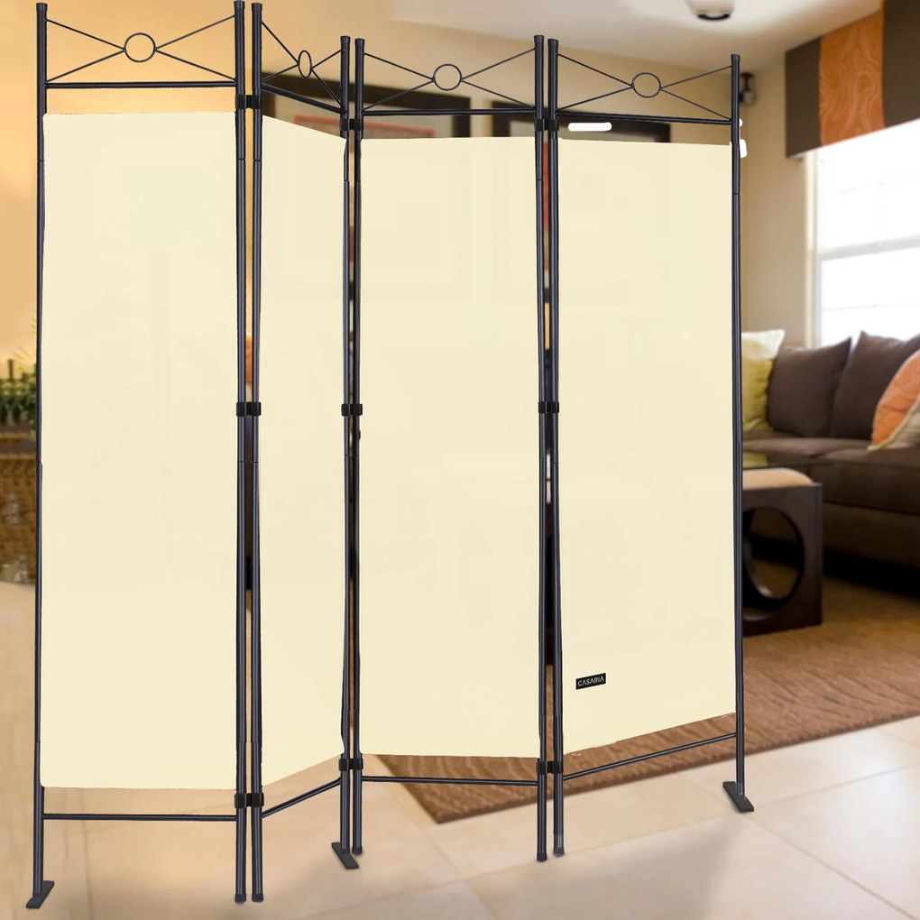 Biombo dobrável Lucca visual mediterrânico 180x163cm Creme