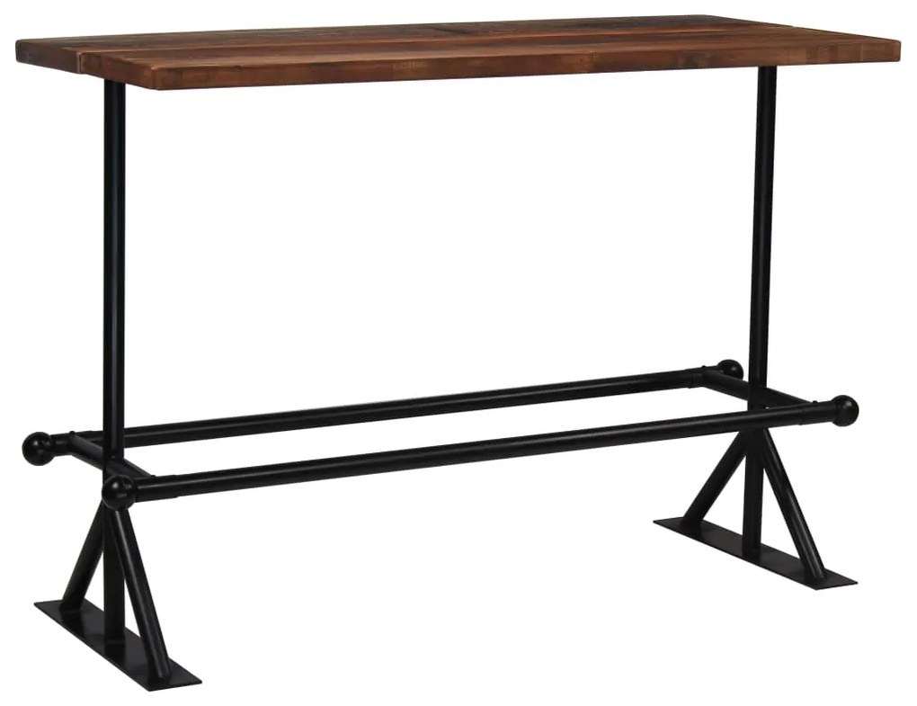 vidaXL Mesa de bar em madeira recuperada 150x70x107 cm castanho escuro
