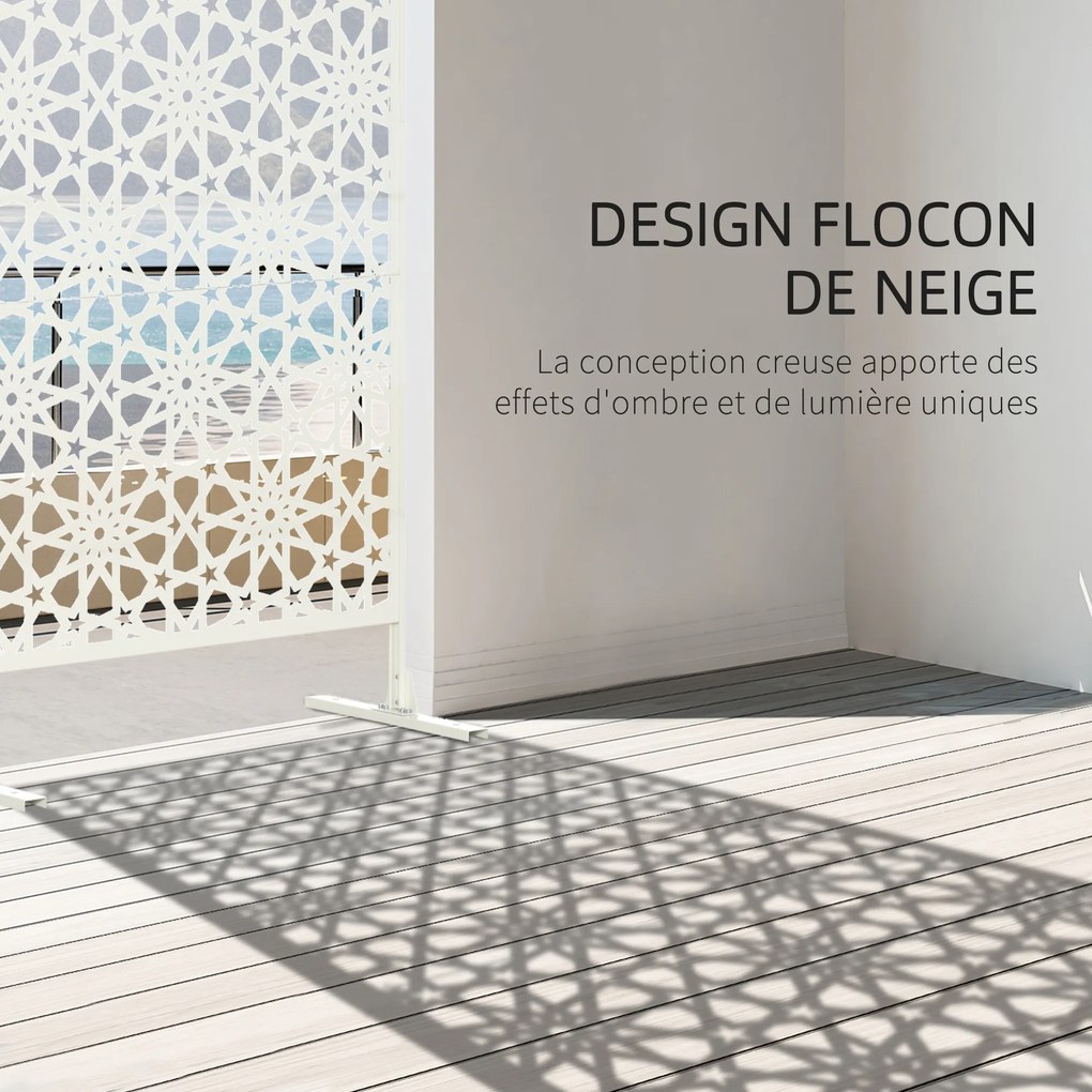 Biombo decorativo de proteção visual para exterior, com padrão em metal - 92 x 45 x 198 cm branco