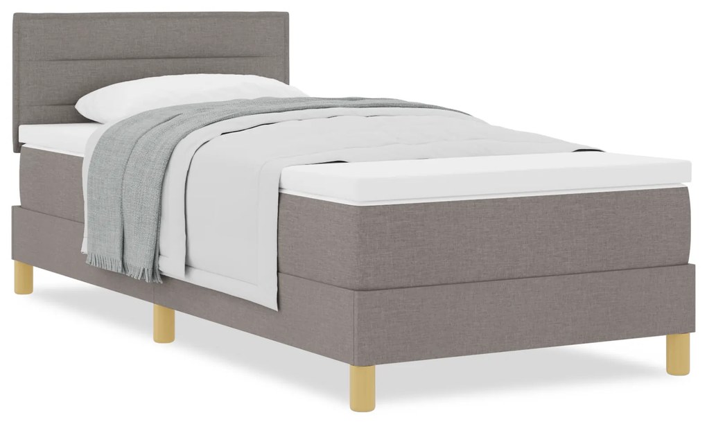 Cama Box Spring com Colchão Taupe 100x200 cm Tecido