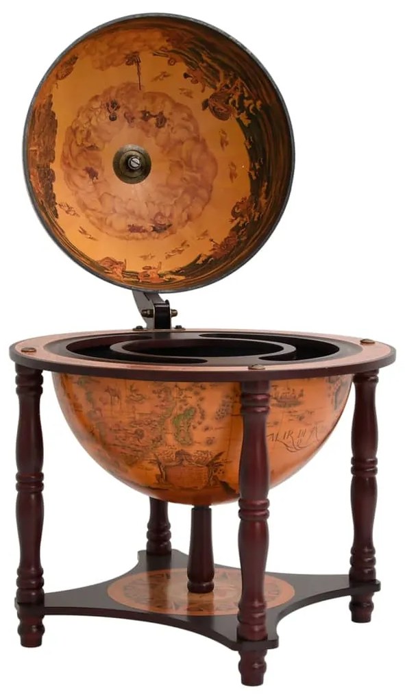 Garrafeira forma de globo madeira eucalipto maciça castanho