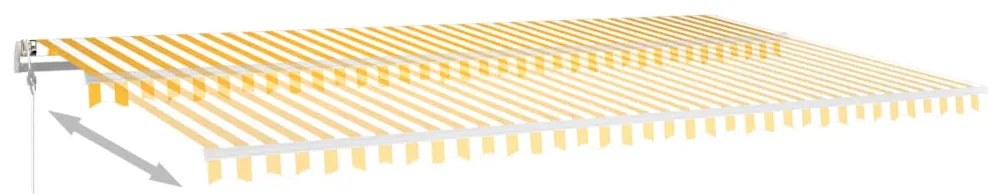 Toldo retrátil manual com LED 6x3,5 m amarelo e branco