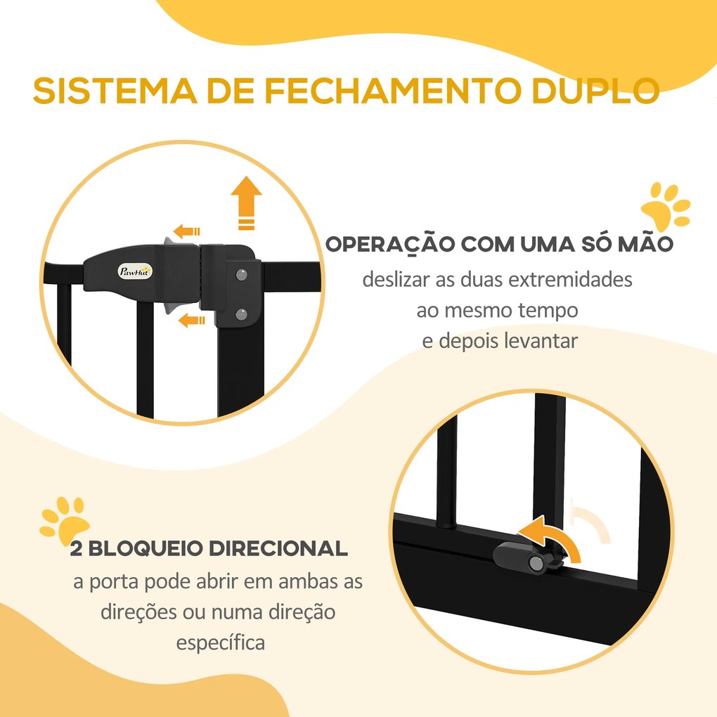 Barreira de Segurança para Cães com Largura Ajustável 74-100 cm e Extensões para Escadas e Portas Preto