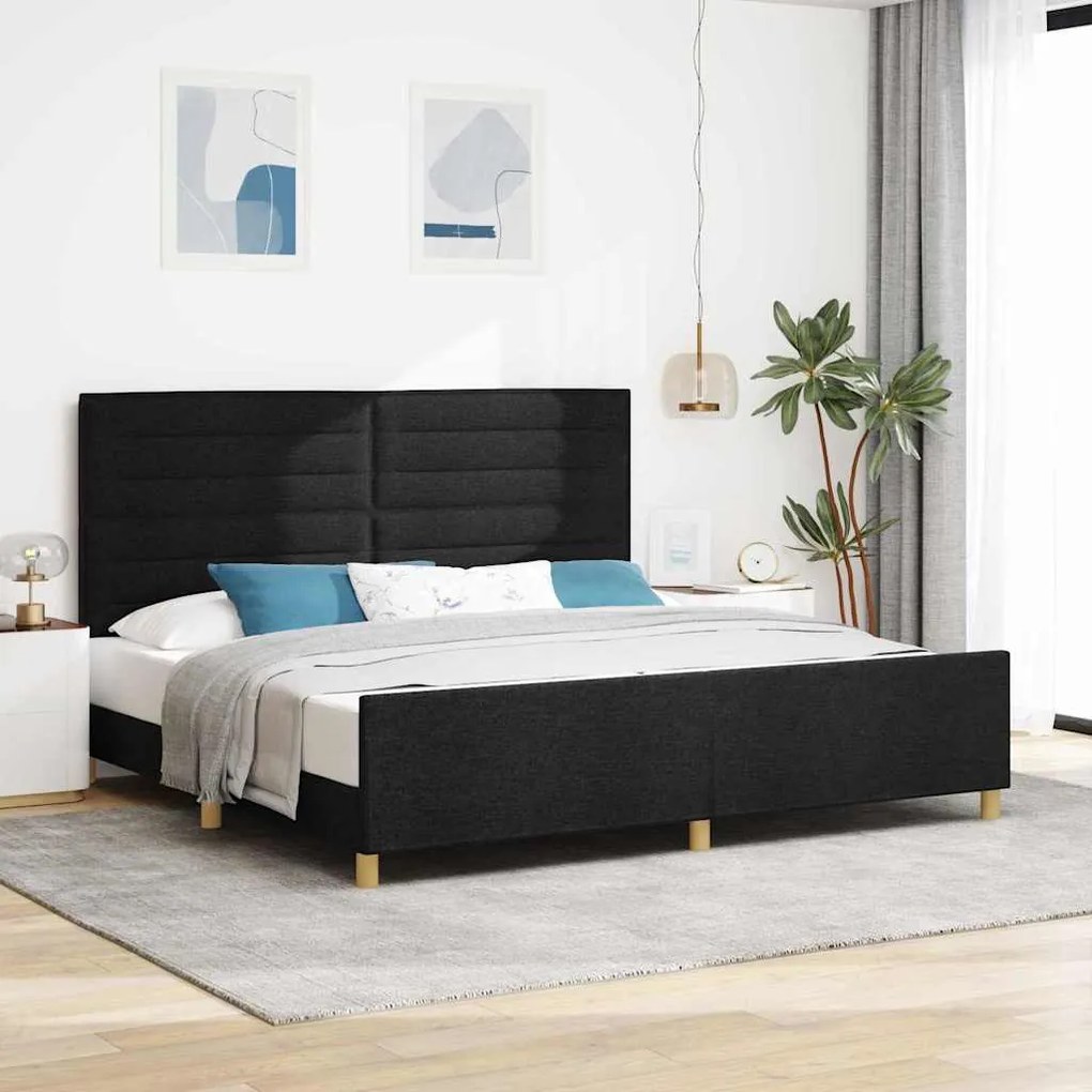 Estrutura de Cama de Tecido Preto vidaXL 200x200 cm