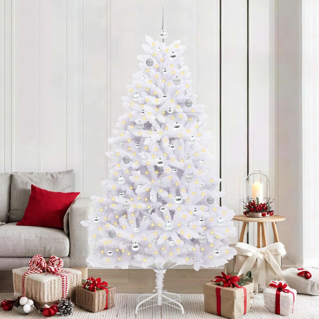 vidaXL Árvore de Natal Articulada Artificial Branco 210 cm PVC e Aço