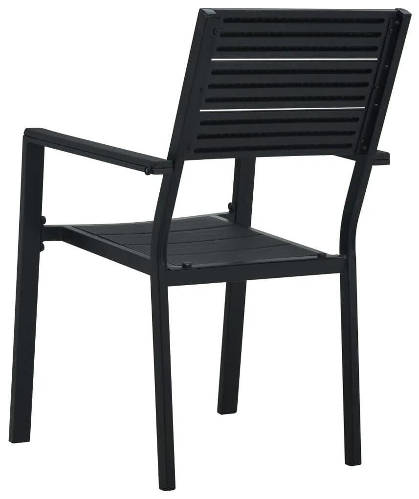 Cadeiras jardim 4 pcs PEAD aspeto madeira preto