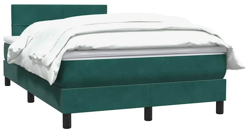 Cama boxspring com colchão 120x210 cm veludo verde-escuro