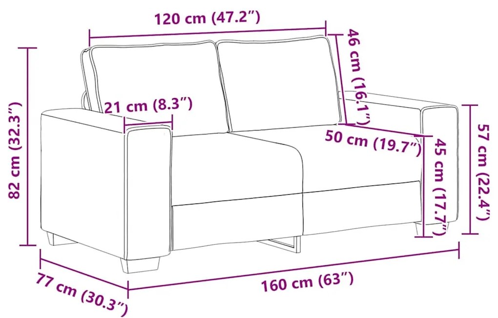 Sofá de 2 lugares tecido 120 cm vermelho tinto