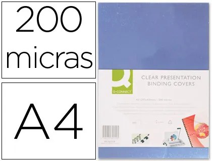 Capa de Encadernação Q-connect Pvc Din A4 Incolor 200 Microns Pack de 100 Unidades