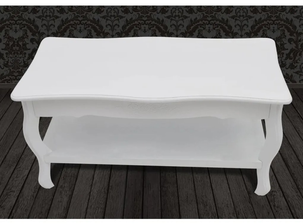 Mesa de centro com 2 prateleiras MDF branco