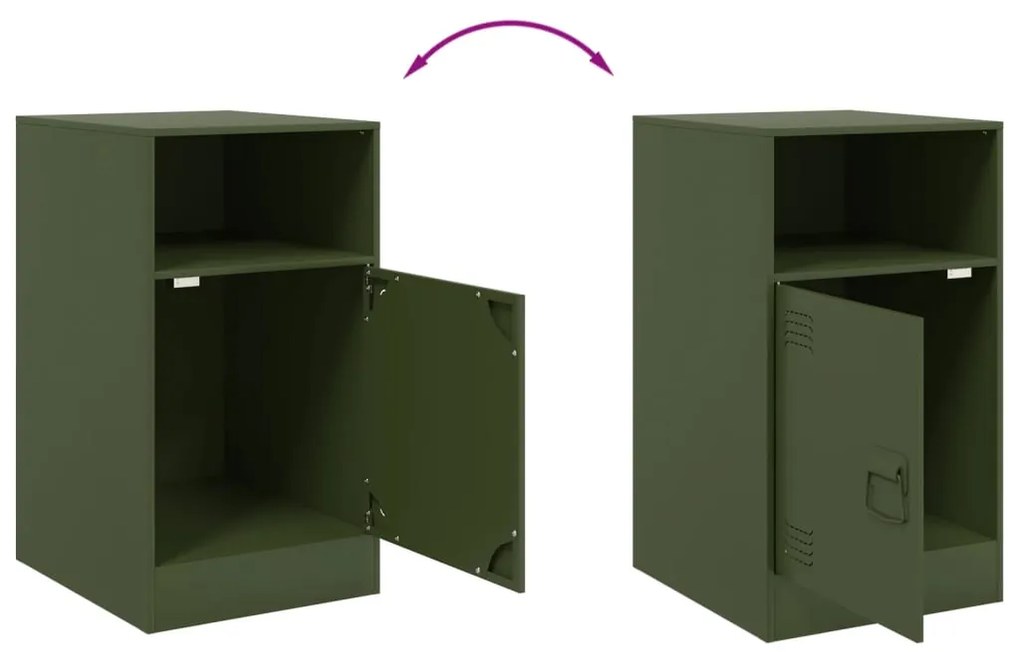 Mesa de cabeceira 34,5x39x62 cm aço verde azeitona