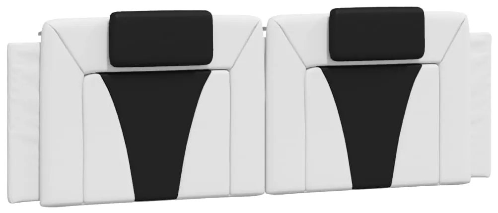Cama com colchão 160x200 cm couro artificial preto e branco