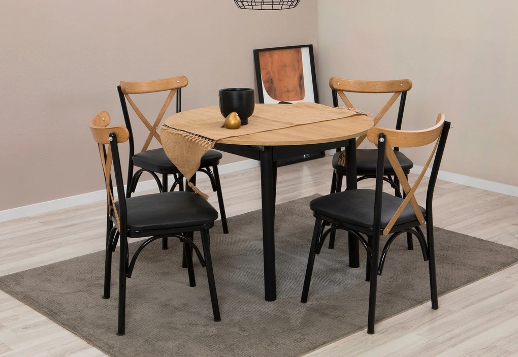 Conjunto de Mesa de Jantar Extensível e Cadeiras (5 Peças) Oliver – Ca