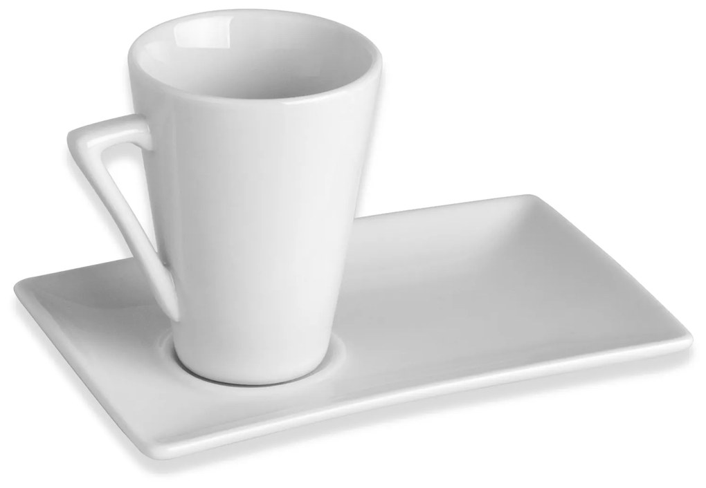 Chávena Café com Prato Porcelana Ming Branco 6cl 5X6.5cm