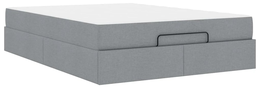 vidaXL Estrutura de cama com colchão 2 pcs Cinzento-claro tecido
