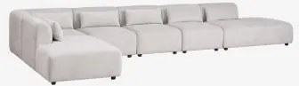 Sofá Modular De Canto Em 6 Peças Com Duplo Divã Fogler Tecido Cinza Claro - Sklum