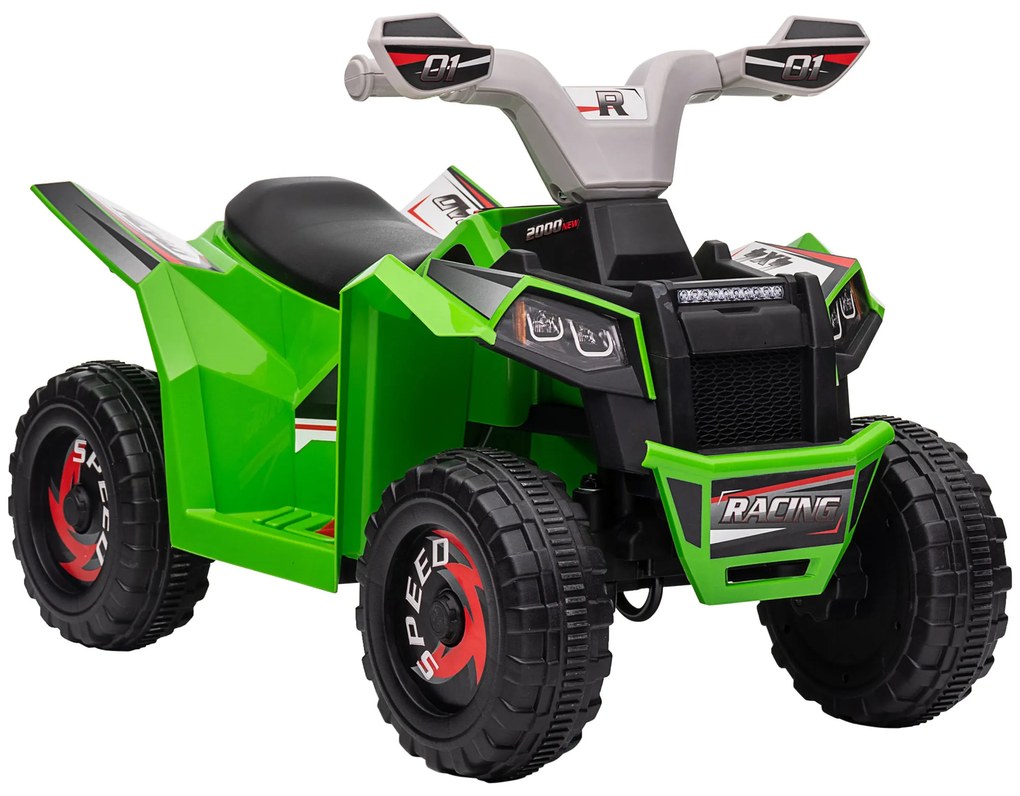 Moto 4 Elétrico para Crianças Veículo Elétrico a Bateria de 6V com Velocidade de 2,5 km/h 70x41,5x48,5 cm Verde