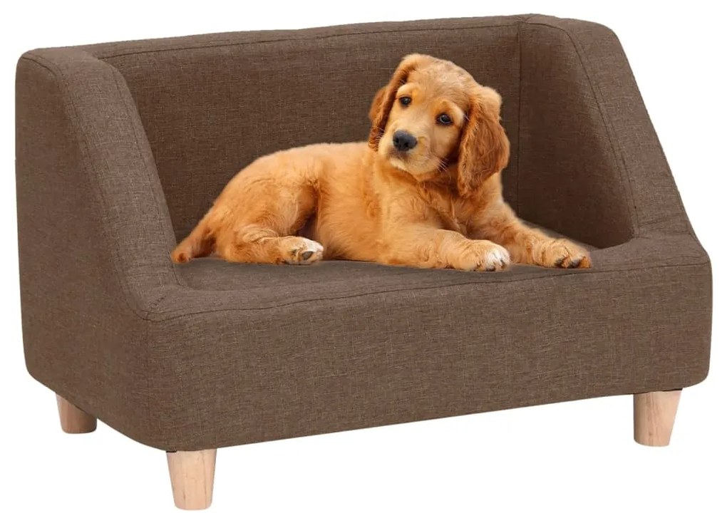 vidaXL Sofá para cães 60x37x39 cm linho castanho