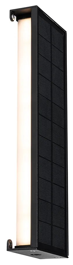 Candeeiro de Parede Exterior Preto 30 cm com LED Dimerizável em 4 Passos com Energia Solar - Serena Moderno