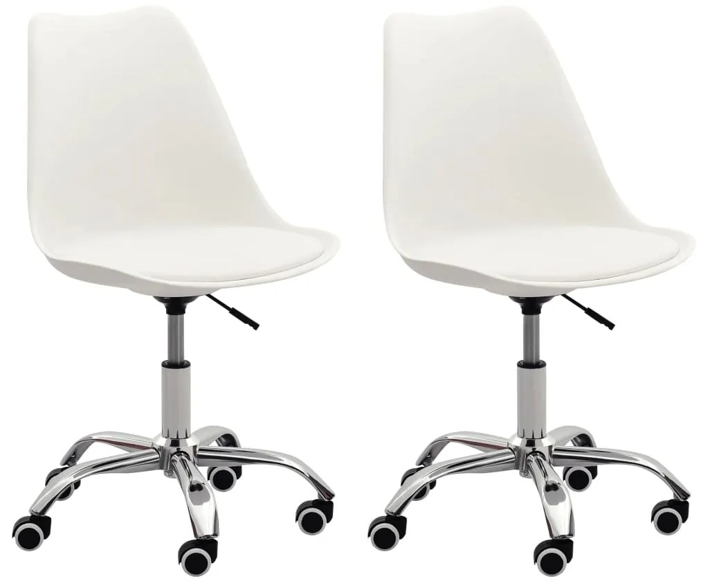 vidaXL Cadeiras de escritório 2 pcs couro artificial branco