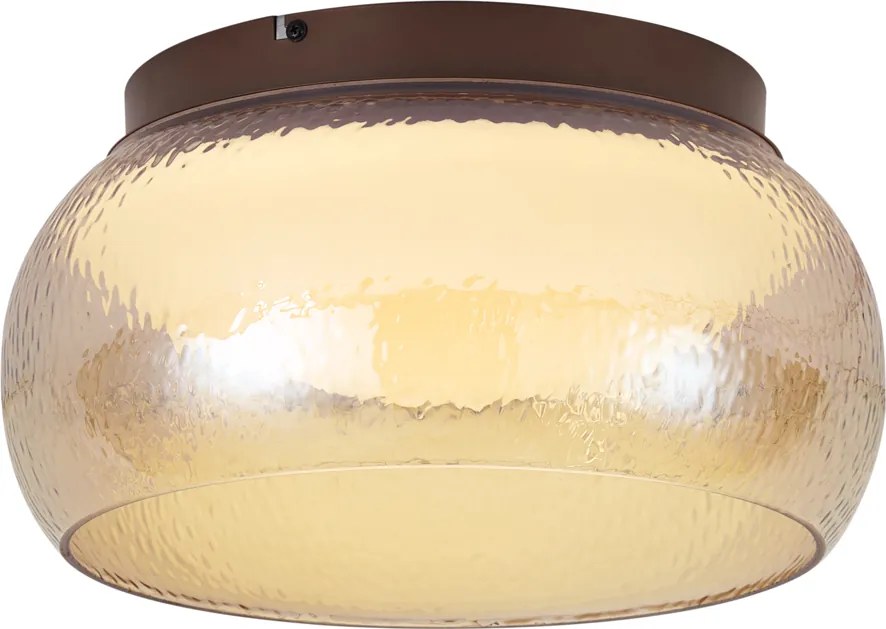 Candeeiro de Teto Art Deco Castanho com Vidro Âmbar Incl. LED Regulável em 3 Níveis - Thimble