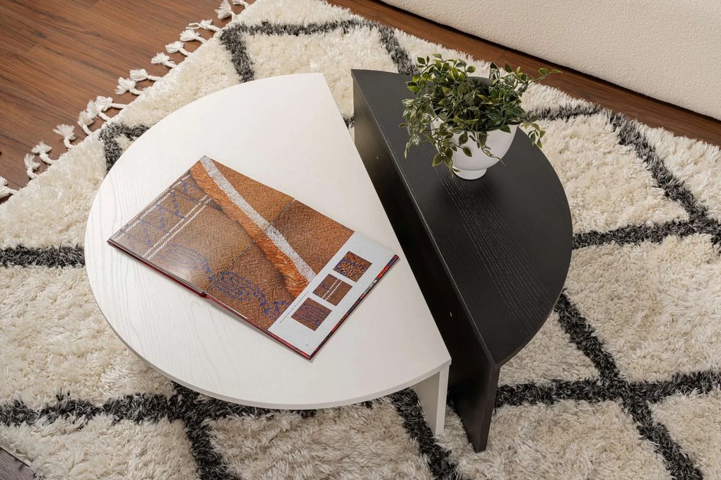 Mesa de Centro Orion – Branco Madeira – 90x30x60 cm / Preto Madeira –