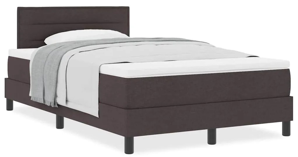 Cama Box Spring com Colchão Castanho Escuro 120x190 cm Tecido