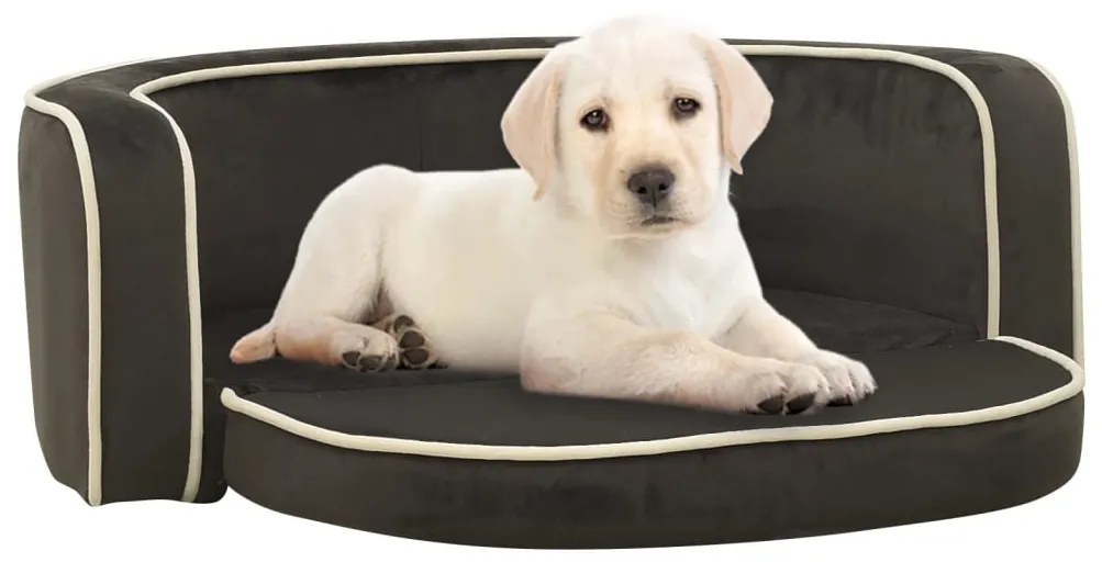 171111 vidaXL Sofá p/ cães dobrável 73x67x26cm almofadão pelúcia cinza-escuro