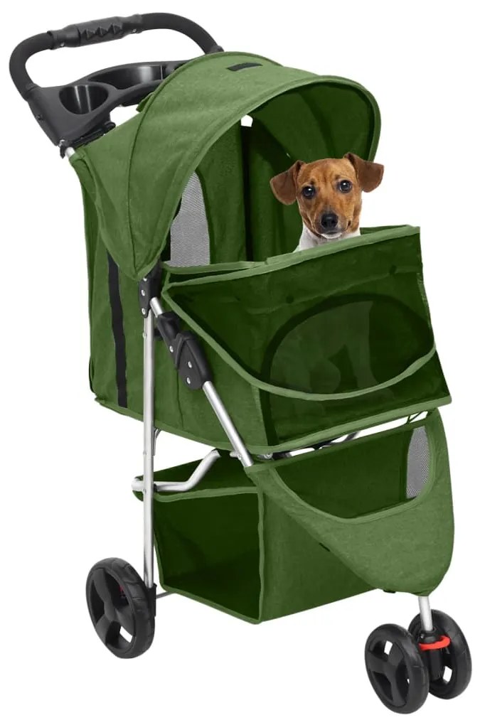 Carrinho dobrável para cães 80x46x98 cm tecido oxford verde