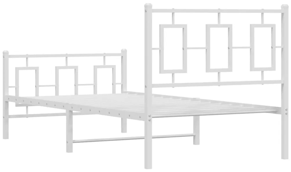 Estrutura de cama com cabeceira e pés 90x190 cm metal branco