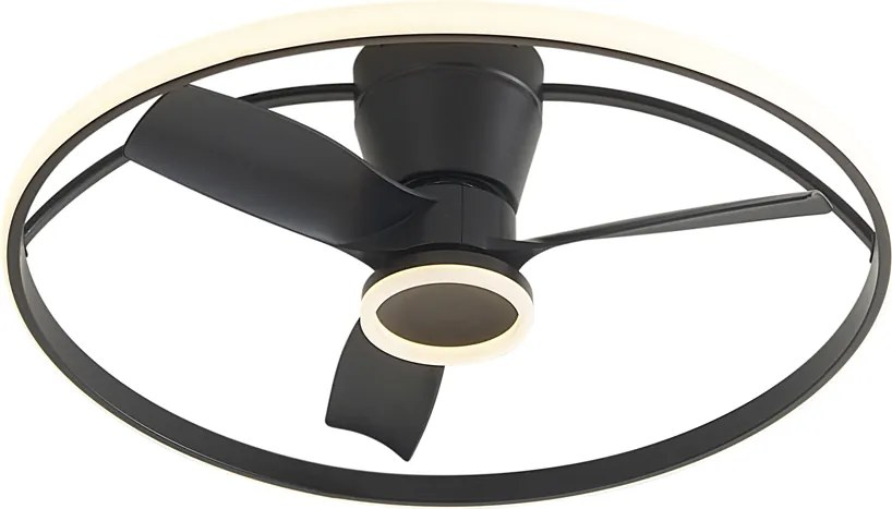 Ventilador de teto preto com LED e controlo remoto - Steer