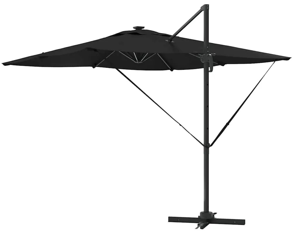 Guarda-Sol Cantilever Roma com LEDs - Preto, 286 x 285 x 270 cm, Alumí