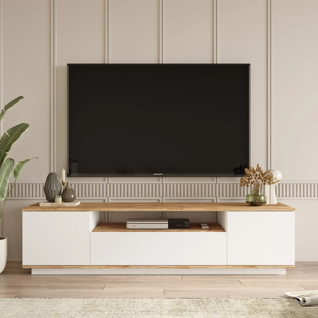 Móvel TV FR7 – Pinho Atlântico Branco – 180x44,6x44,5 cm